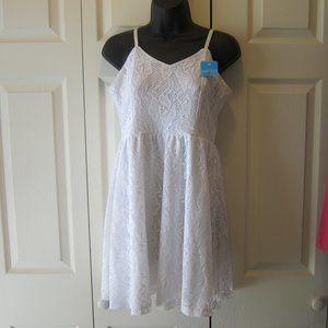 No Boundaries Jr Sz Small S 3-5 White Lace Mini Dress Sundress Spaghetti straps